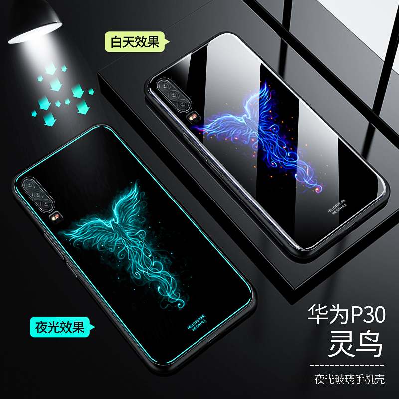 Huawei P30 Coque Verre Tout Compris Protection Silicone Personnalité Incassable