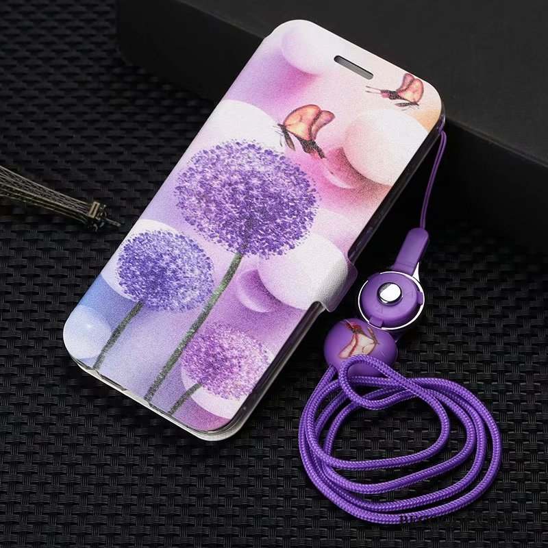 Huawei P30 Dessin Animé Ornements Suspendus Violet Support Coque De Téléphone Incassable