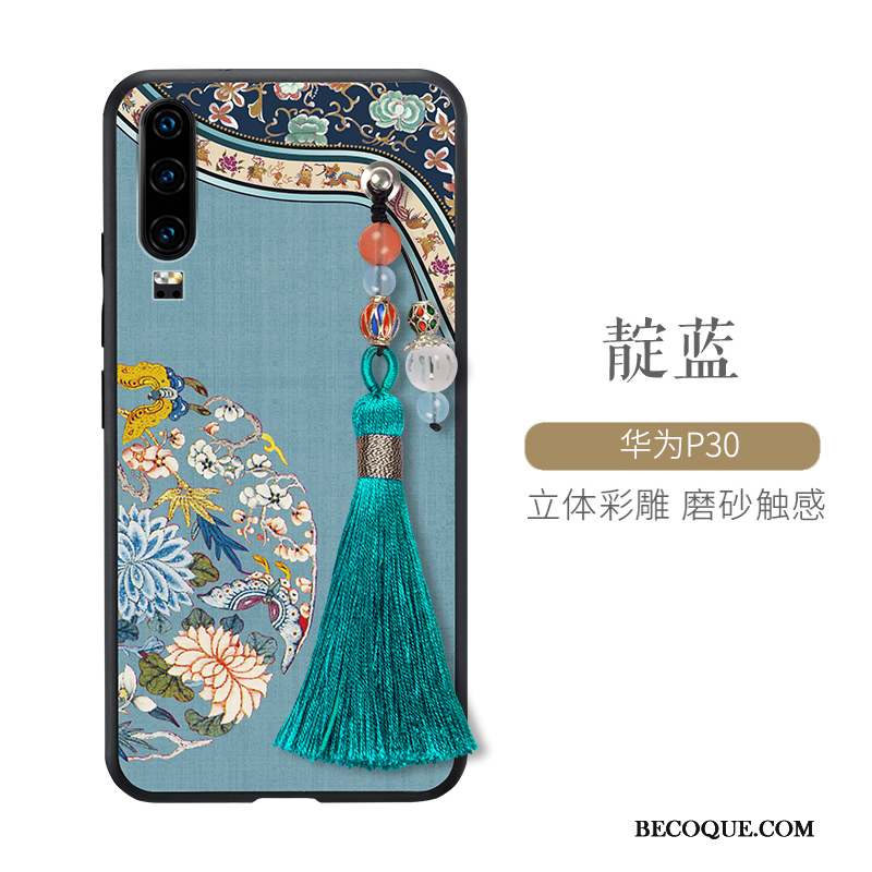 Huawei P30 Difficile Tout Compris Style Chinois Vent Coque Vert