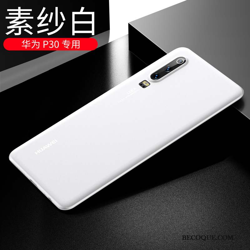 Huawei P30 Fluide Doux Protection Blanc Personnalité Incassable Coque