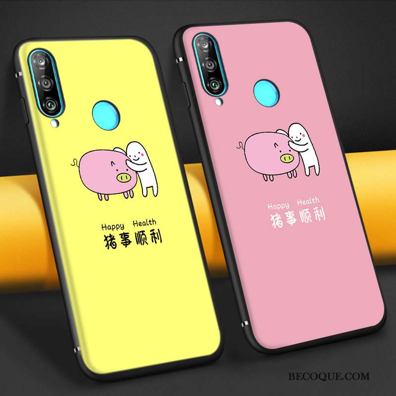 Huawei P30 Lite Coque Créatif Délavé En Daim Silicone Légères Dessin Animé Amoureux