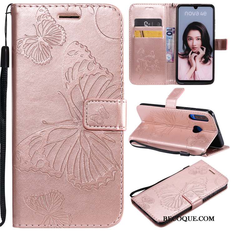 Huawei P30 Lite Or Rose Étui Coque Étui En Cuir De Téléphone Clamshell