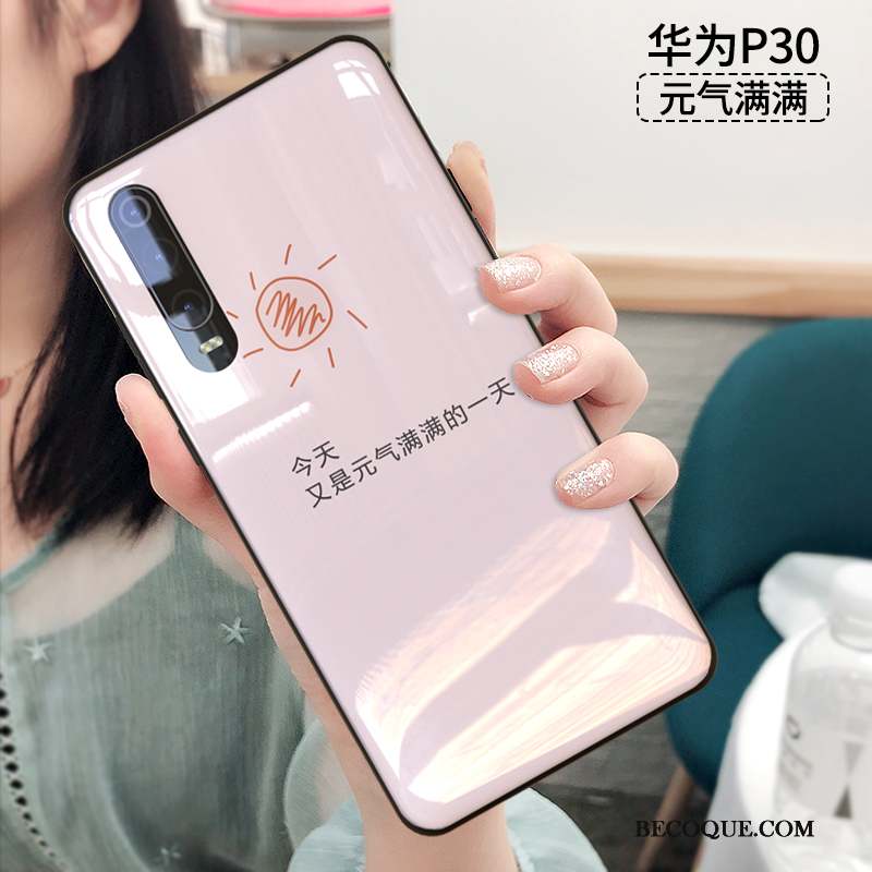 Huawei P30 Personnalité Verre Créatif Fluide Doux Coque De Téléphone Délavé En Daim