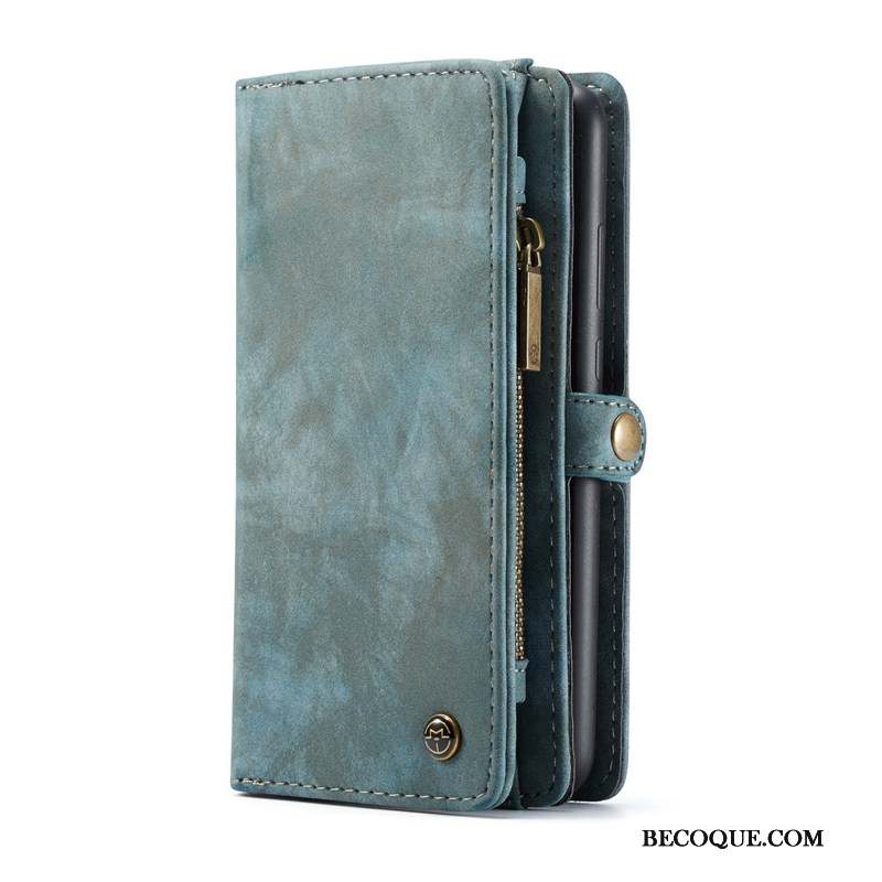 Huawei P30 Portefeuille Coque De Téléphone Sac Carte Marque De Tendance Bleu Étui En Cuir