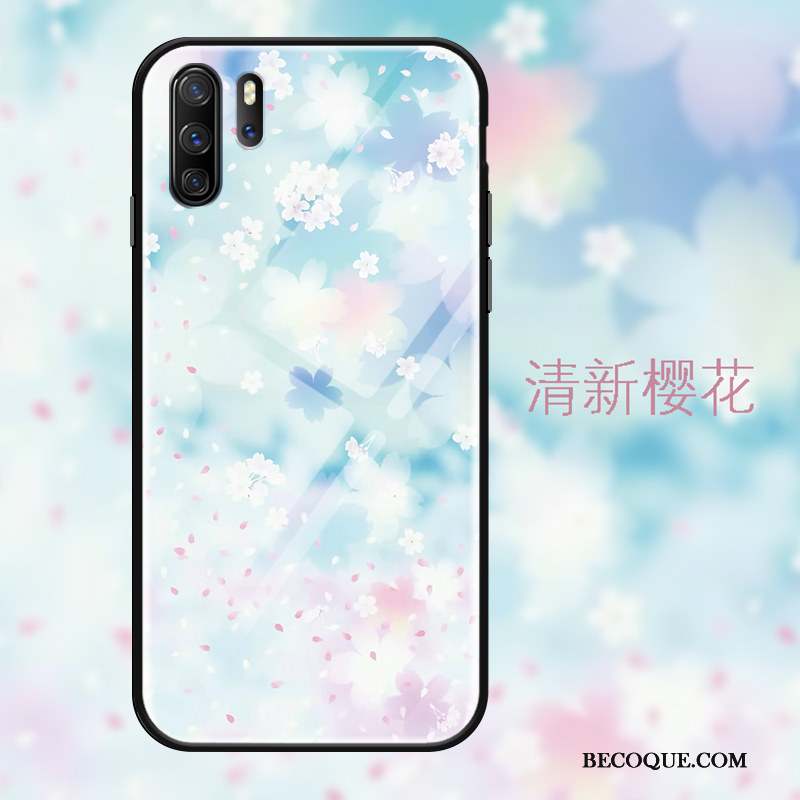 Huawei P30 Pro Bleu Silicone Personnalité Tendance Cœur Coque De Téléphone