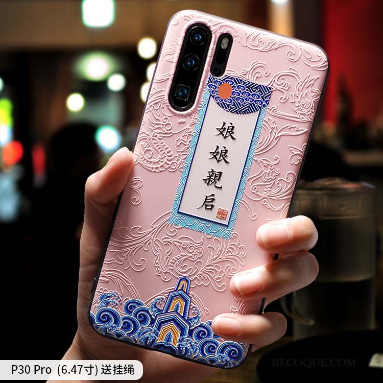 Huawei P30 Pro Coque Amoureux Incassable Silicone Personnalité Délavé En Daim Créatif