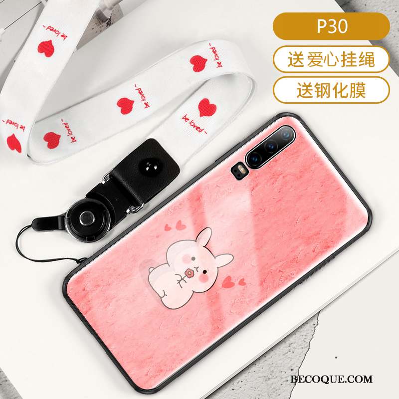 Huawei P30 Pro Coque Créatif Verre Protection Tendance Luxe Silicone