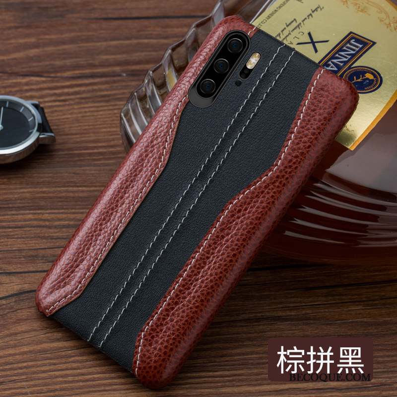 Huawei P30 Pro Coque Cuir Marque De Tendance Personnalisé Qualité Épissure Mode