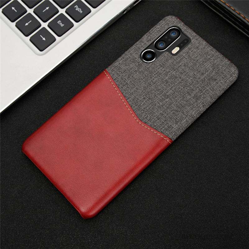 Huawei P30 Pro Coque De Téléphone Carte Protection Modèle Fleurie Vin Rouge Étui