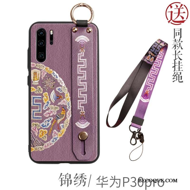 Huawei P30 Pro Coque De Téléphone Ornements Suspendus Support Silicone Violet Tout Compris