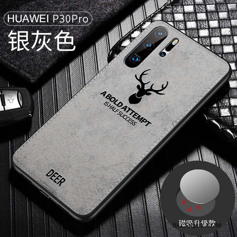 Huawei P30 Pro Coque Fluide Doux Magnétisme À Bord Gris Protection Étui