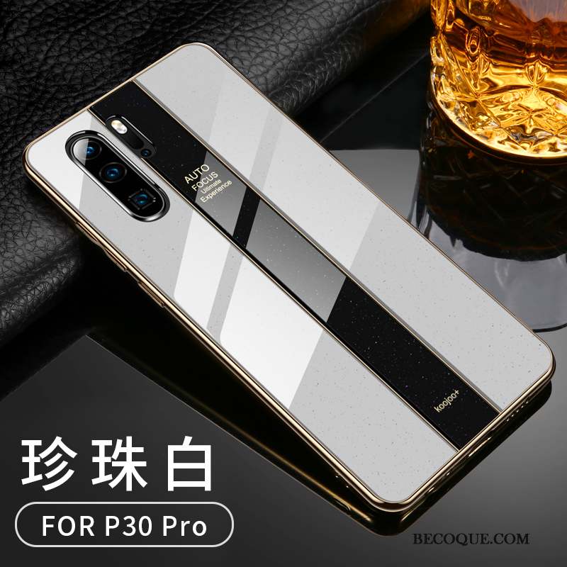 Huawei P30 Pro Coque Placage Personnalité Blanc Créatif Incassable Tendance