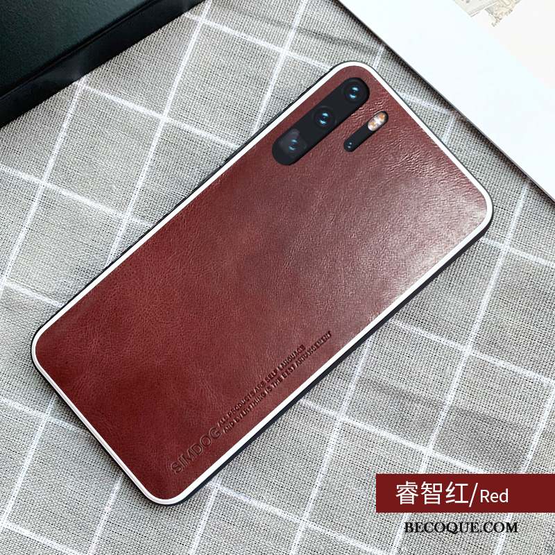 Huawei P30 Pro Coque Étui Business Simple Très Mince Cuir Véritable Antidérapant