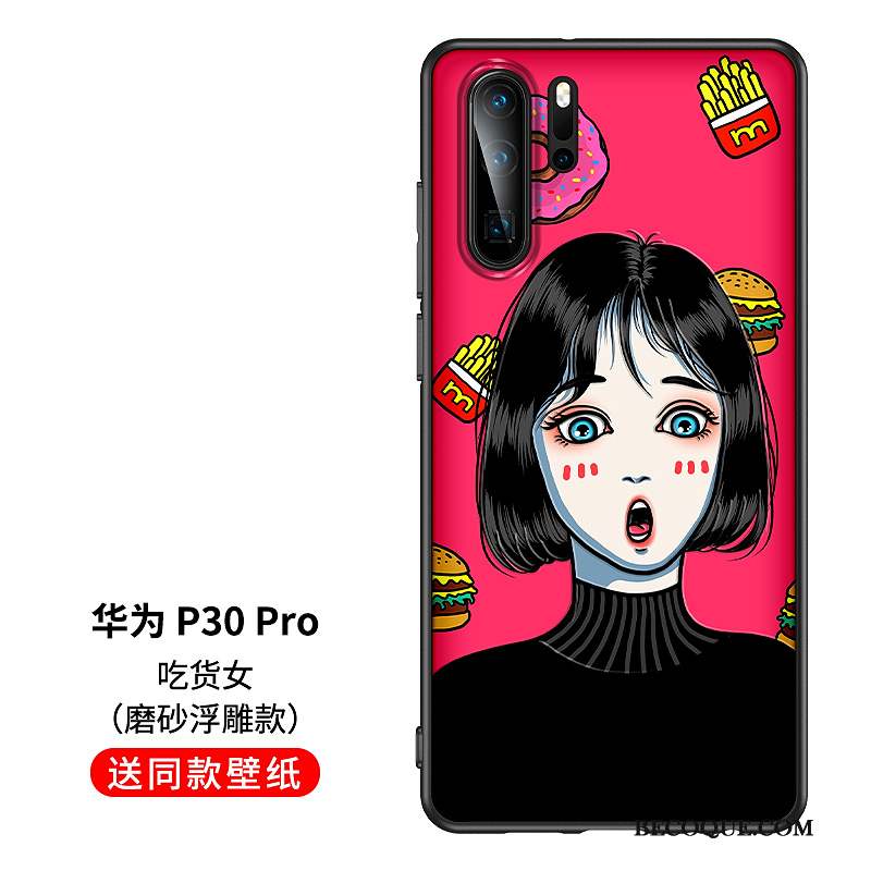 Huawei P30 Pro Fluide Doux Coque De Téléphone Créatif Gaufrage Dessin Animé Original