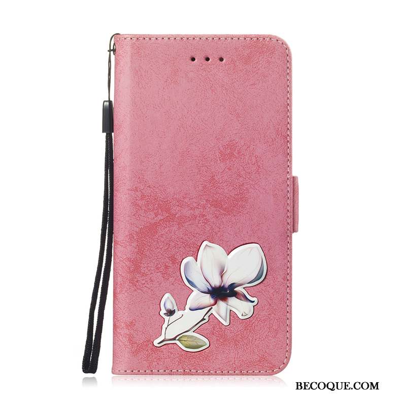 Huawei P30 Pro Étui En Cuir Coque De Téléphone Rose Fleur Protection Housse