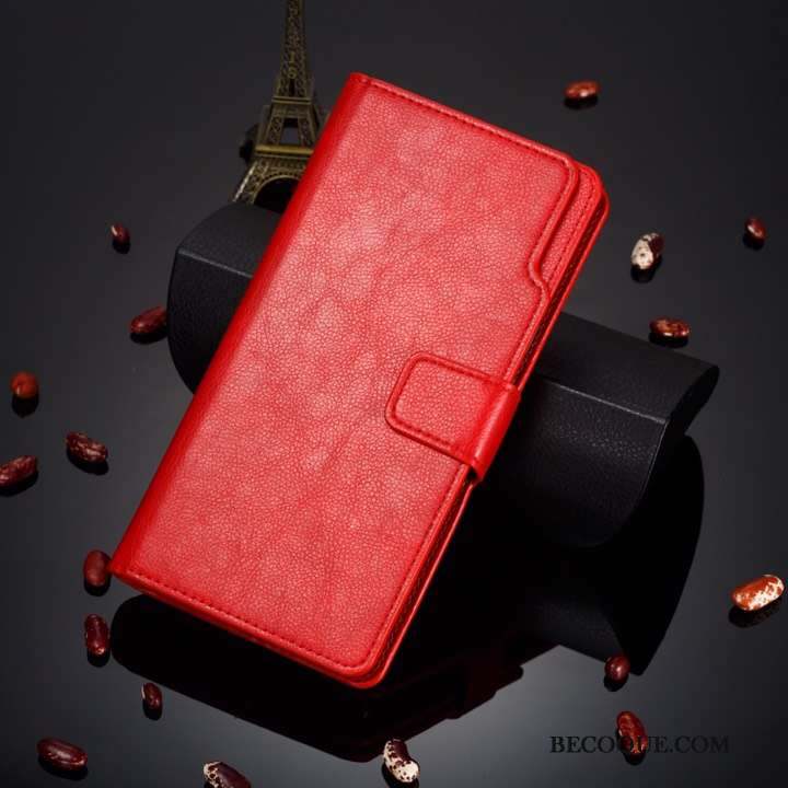 Huawei P30 Simple Coque De Téléphone Rouge Fluide Doux Carte Étui