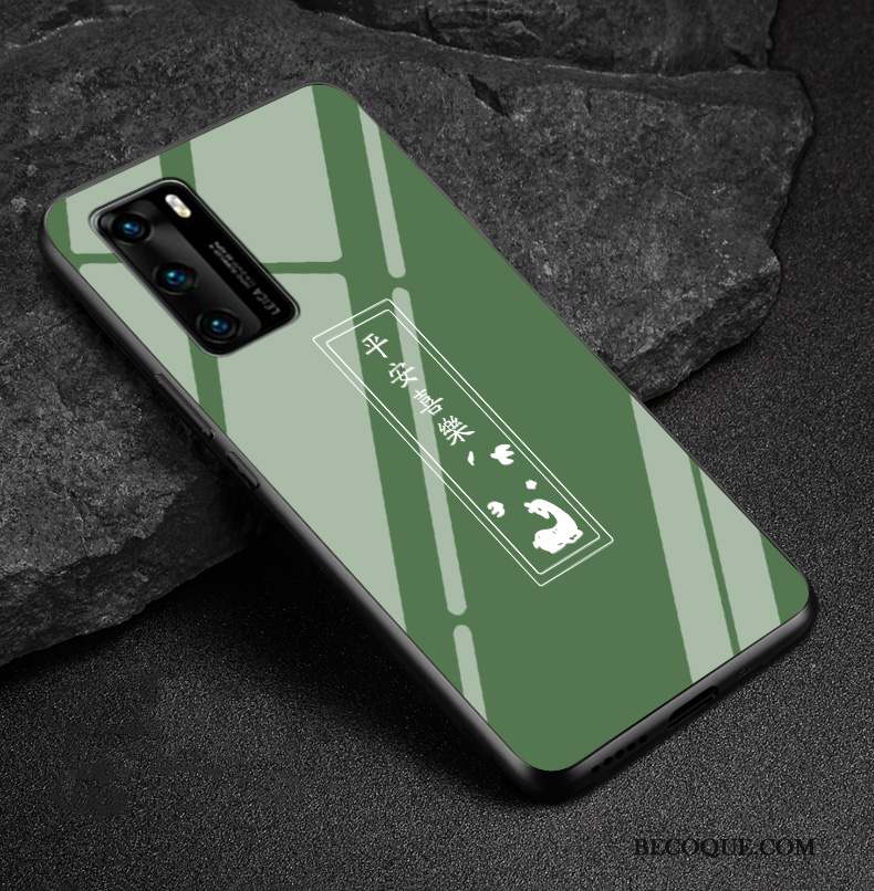 Huawei P40 Coque Net Rouge Tendance Protection Art Vert Incassable