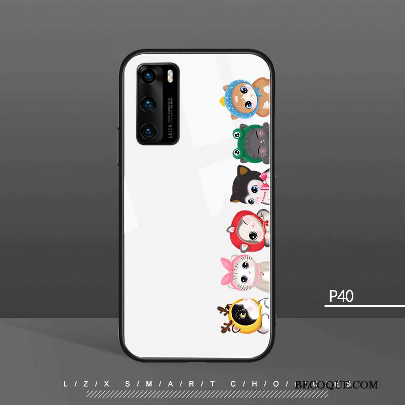 Huawei P40 Coque Ours Net Rouge Amoureux Vent Nouveau Personnalité