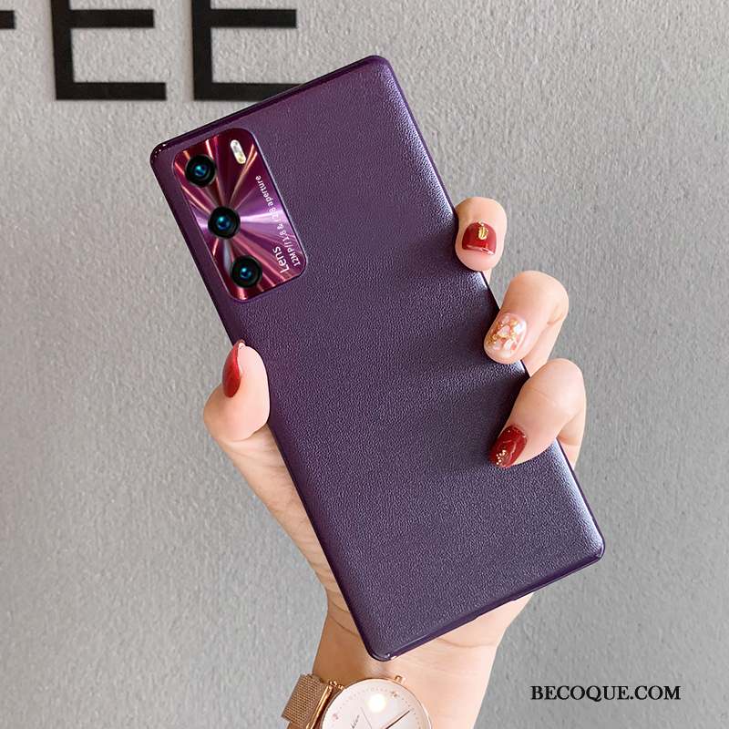 Huawei P40 Coque Protection Nouveau Étui Très Mince Cuir Marque De Tendance