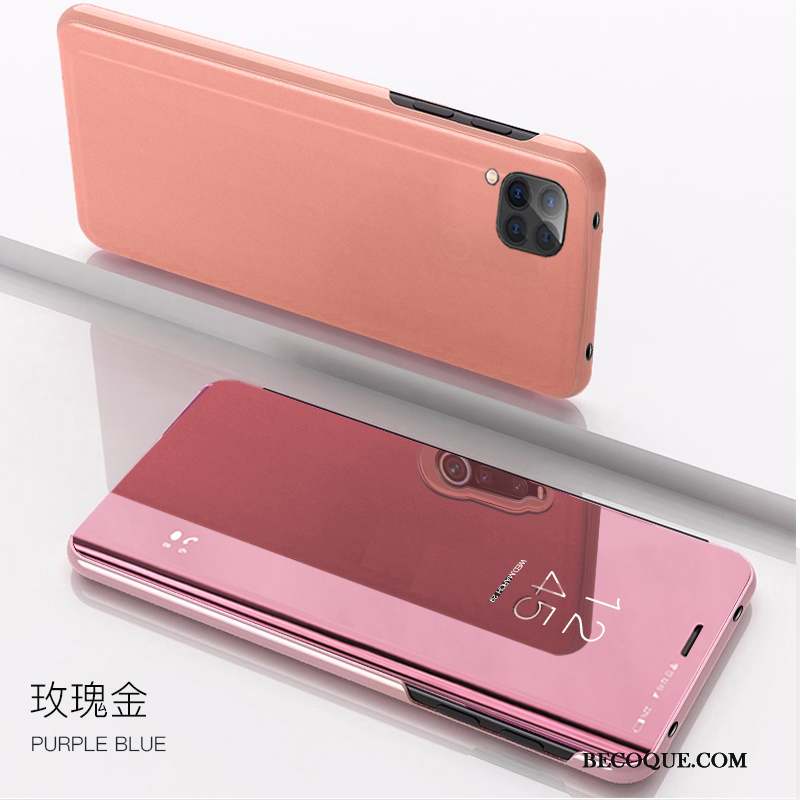 Huawei P40 Lite Coque De Téléphone Housse Étui En Cuir Transparent Or Rose Incassable