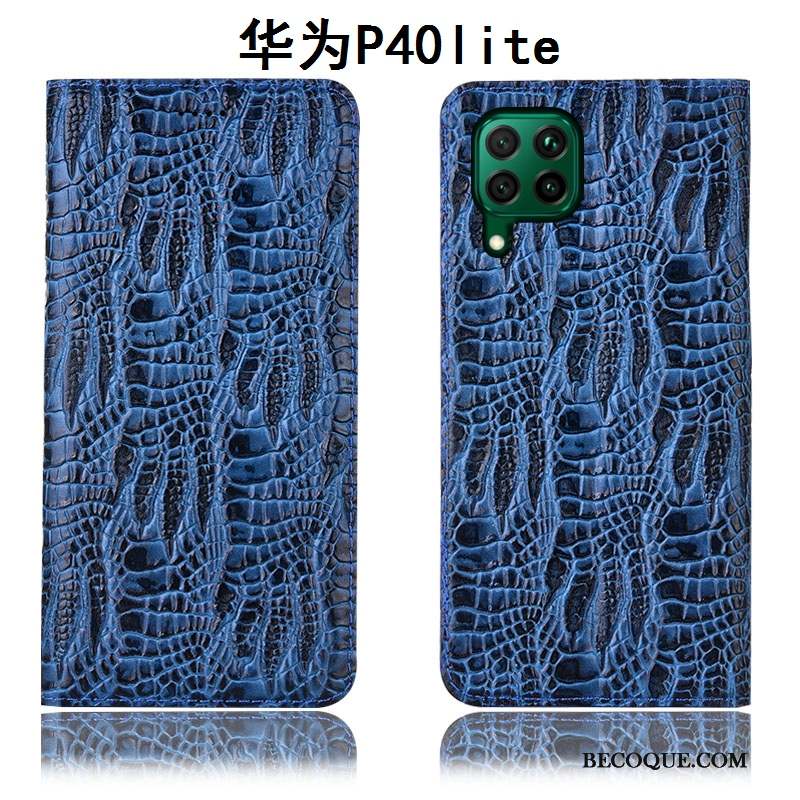 Huawei P40 Lite Tout Compris Étui En Cuir Coque De Téléphone Protection Bleu Housse