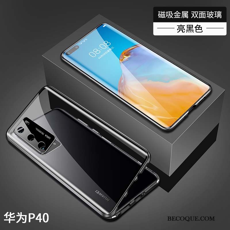Huawei P40 Personnalité Tendance Coque De Téléphone Transparent Verre Noir