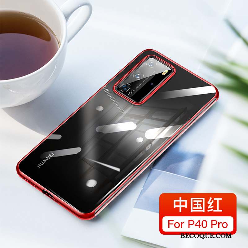 Huawei P40 Pro Coque Protection Incassable Rouge Tout Compris Transparent Étui