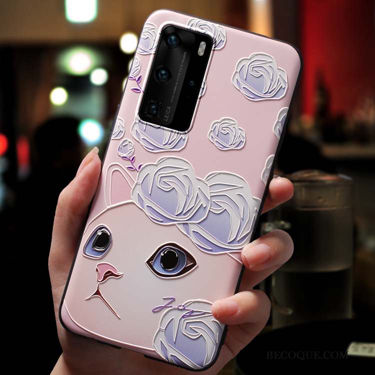 Huawei P40 Pro Coque Rose Nouveau Étui Personnalité Créatif Dessin Animé