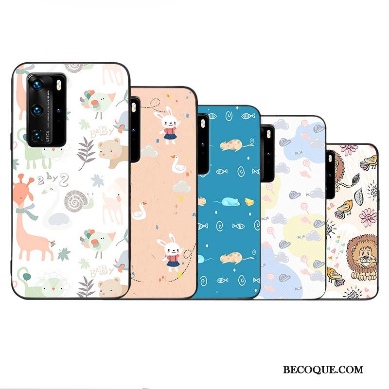 Huawei P40 Pro Dessin Animé Fluide Doux Blanc Charmant Coque Personnalité