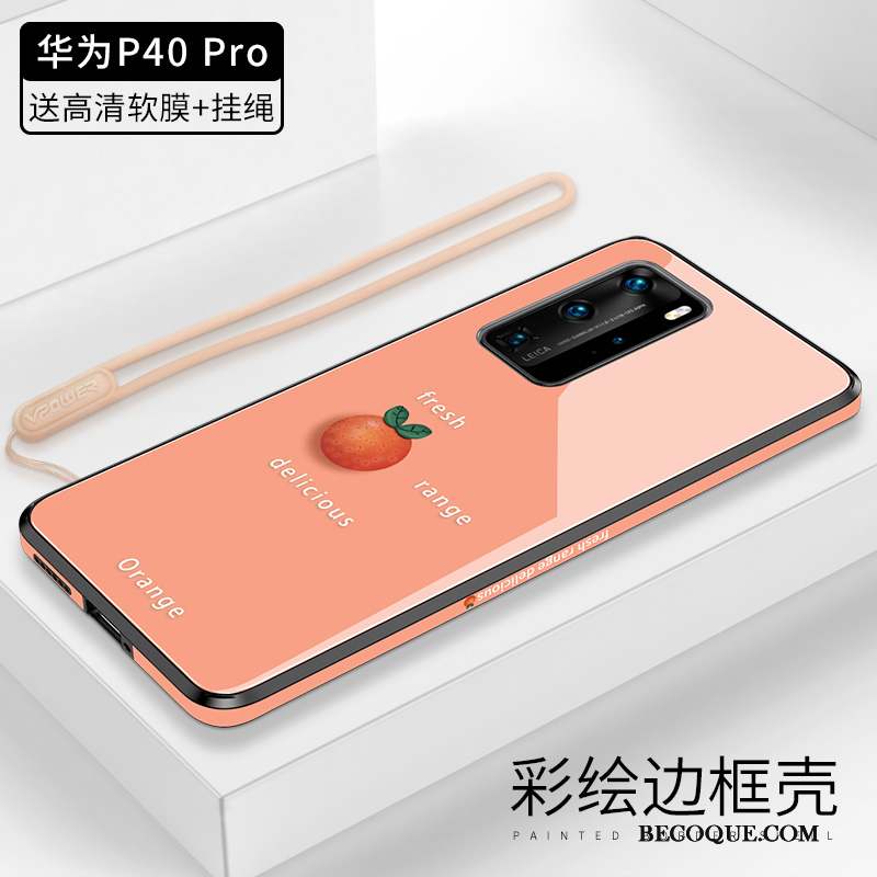 Huawei P40 Pro Étui Coque De Téléphone Vent Simple Violet Orange