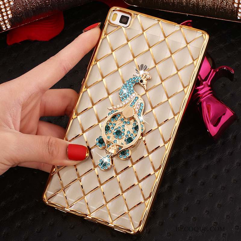 Huawei P8 Coque De Téléphone Fluide Doux Étui Strass Or Dessin Animé