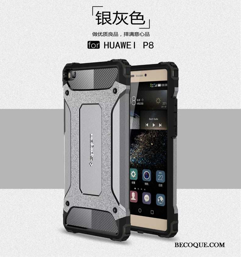 Huawei P8 Incassable Gris Tout Compris Trois Défenses Protection Coque De Téléphone