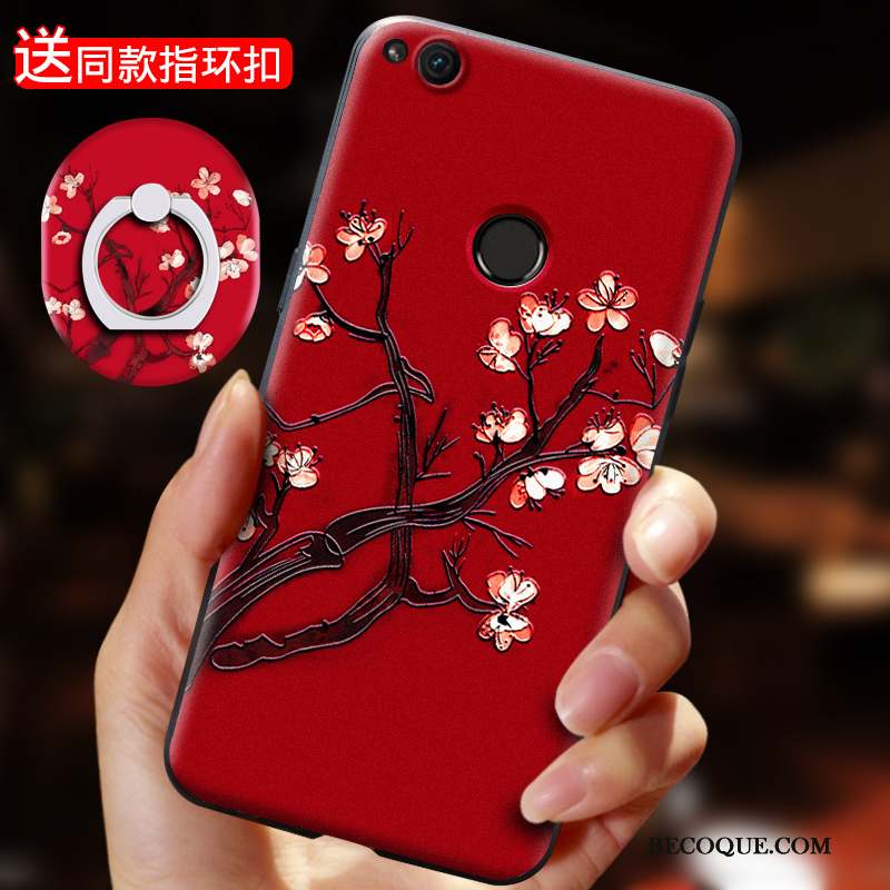 Huawei P8 Lite 2017 Coque Support Protection Rouge Jeunesse Anneau Créatif