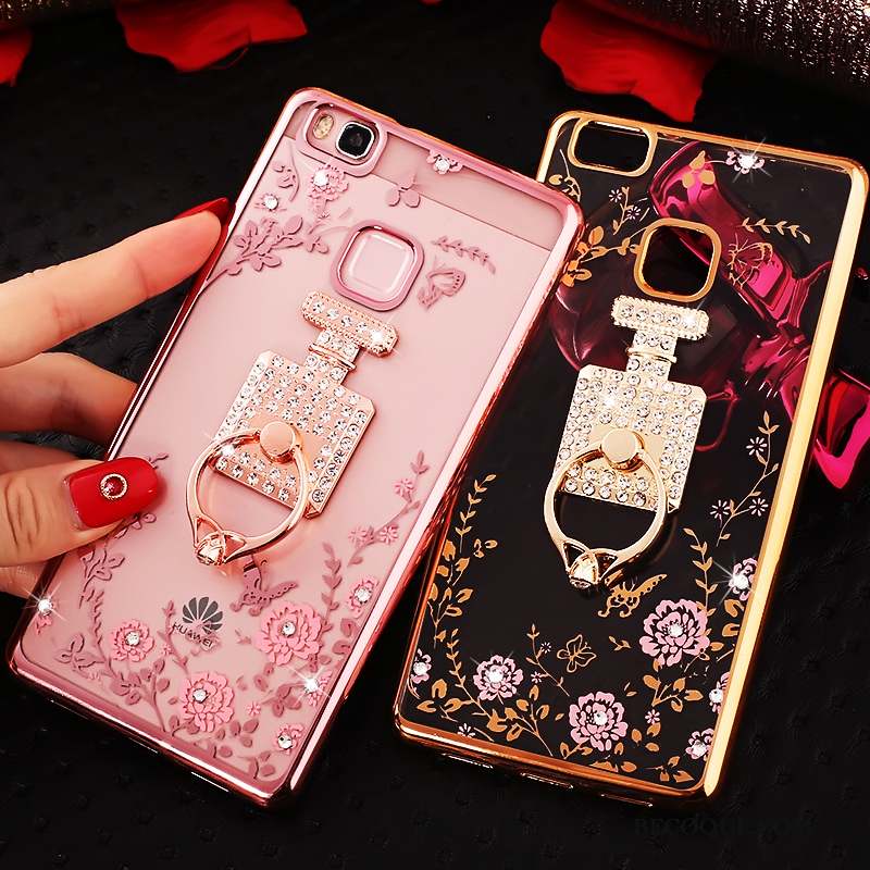 Huawei P8 Lite 2017 Coque Étui Or Protection Strass Ornements Suspendus Fluide Doux