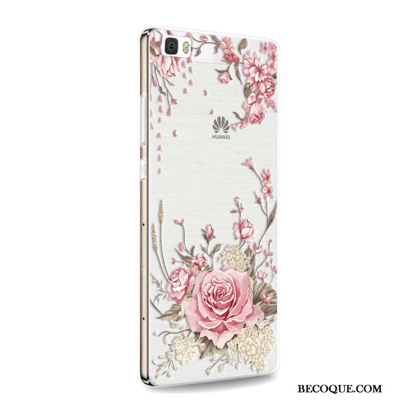 Huawei P8 Lite Coque Incassable Fluide Doux Téléphone Portable Silicone Jeunesse Rose