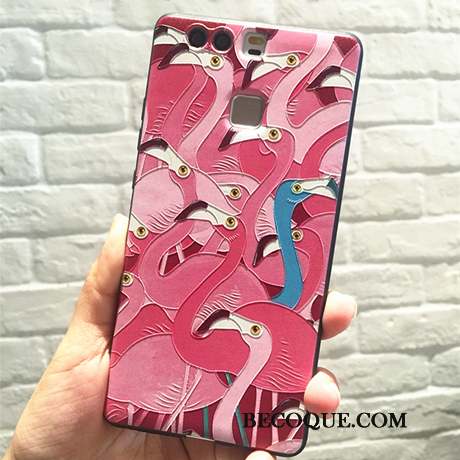 Huawei P9 Anneau Fluide Doux Étui Protection Coque De Téléphone Rose