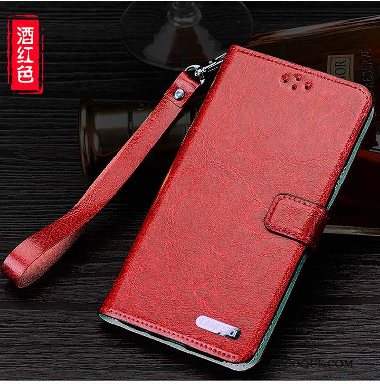 Huawei P9 Incassable Clamshell Cuir Véritable Coque De Téléphone Luxe Vin Rouge