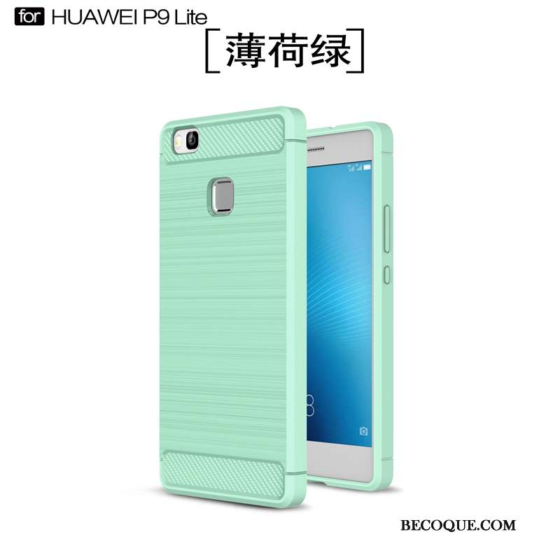 Huawei P9 Lite Modèle Fleurie Vert Soie Fibre Jeunesse Coque