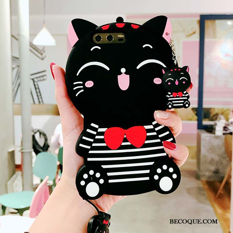 Huawei P9 Plus Coque Dessin Animé Charmant Ornements Suspendus Chat Richesse Étui