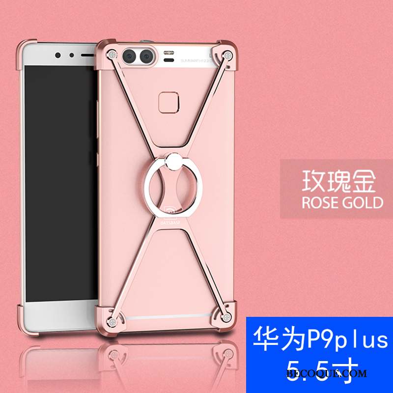 Huawei P9 Plus Coque Difficile Personnalité Métal Anneau Rose Créatif