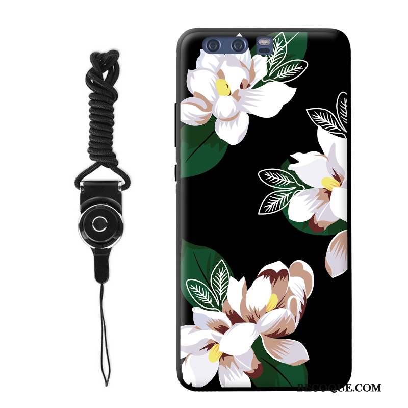 Huawei P9 Plus Créatif Vintage Silicone Coque De Téléphone Noir Fleur