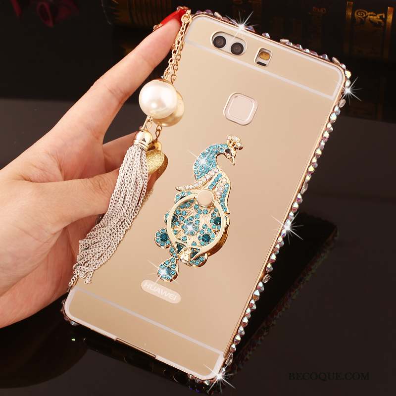 Huawei P9 Plus Protection Coque De Téléphone Strass Or Étui Border