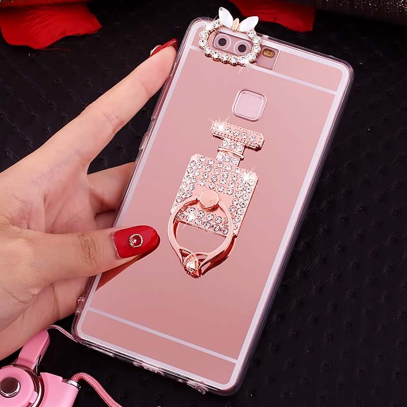 Huawei P9 Plus Étui Anneau Rose Silicone Coque De Téléphone Strass