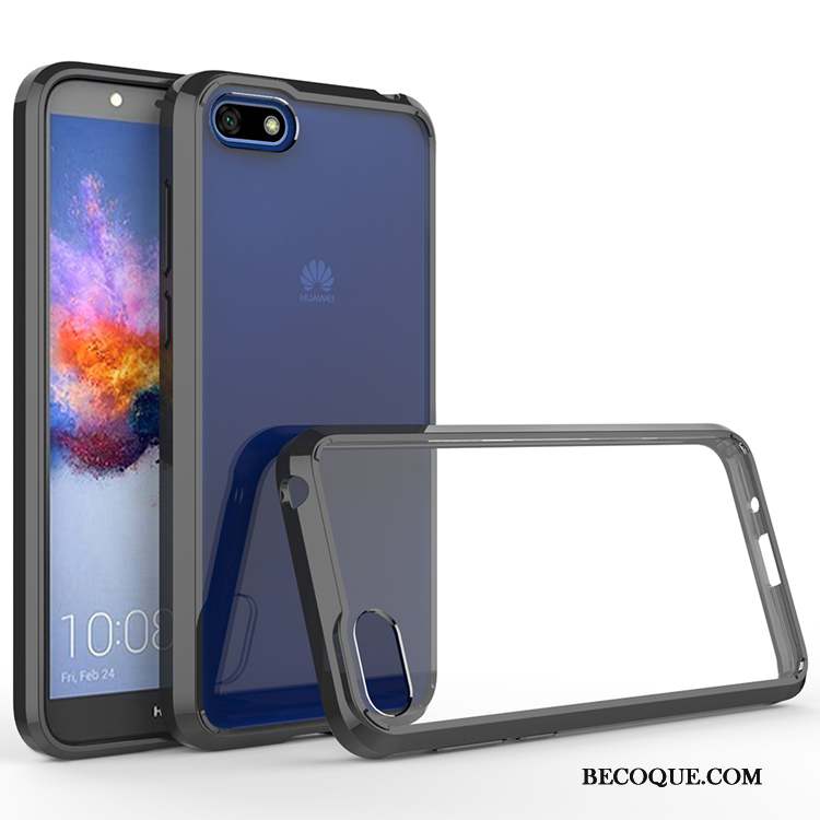 Huawei Y5 2018 Coque Protection Incassable Noir Europe Étui Transparent