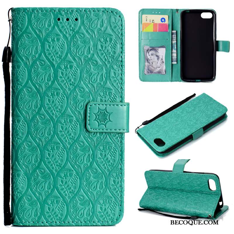 Huawei Y5 2018 Modèle Fleurie Tout Compris Étui En Cuir Carte Bleu Marin Coque De Téléphone