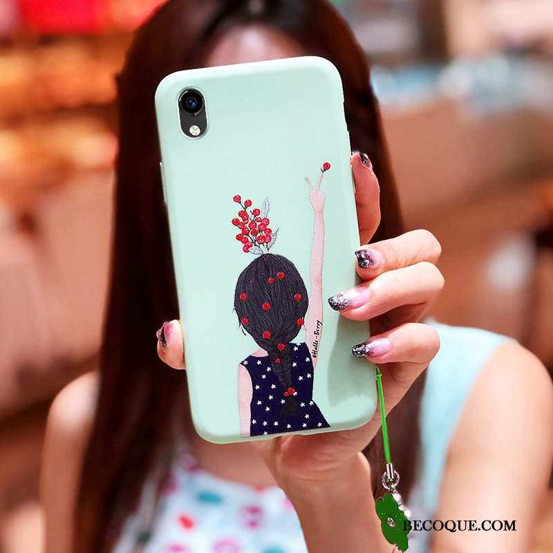 Huawei Y5 2019 Coque De Téléphone Étui Fluide Doux Peinture Vert Incassable