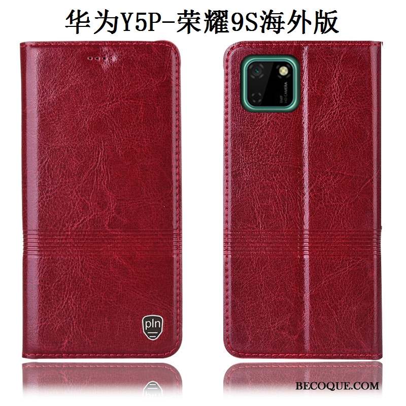Huawei Y5p Protection Coque Tout Compris Rouge De Téléphone Étui En Cuir