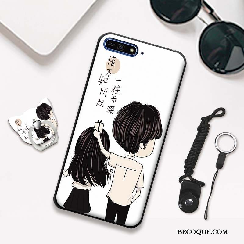 Huawei Y6 2018 Coque De Téléphone Protection Dessin Animé Étui Blanc