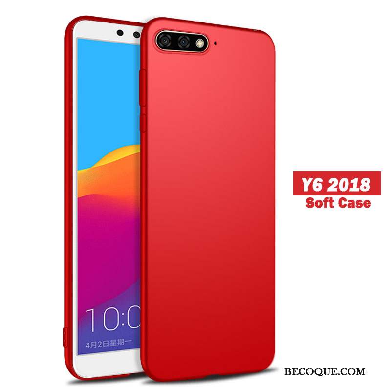 Huawei Y6 2018 Tout Compris Étui Protection Coque De Téléphone Rouge Fluide Doux