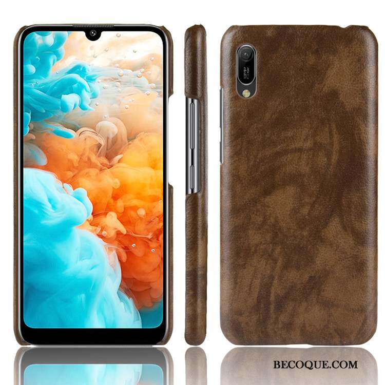 Huawei Y6 2019 Coque De Téléphone Modèle Fleurie Difficile Cuir Litchi Étui